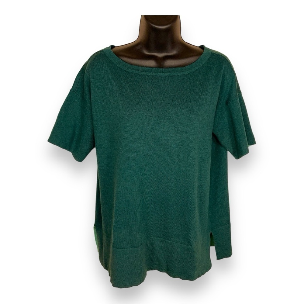 SMALL THE LIMITED WOOL BLEND GREEN SWEATER TOP SHORT SLEEVE STRETCH